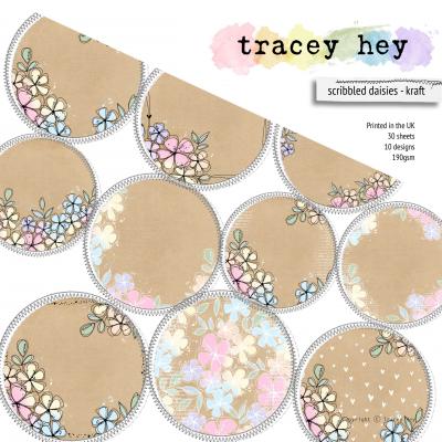 Tracey Hey Paper Pad - Scribbled Daisies - Kraft